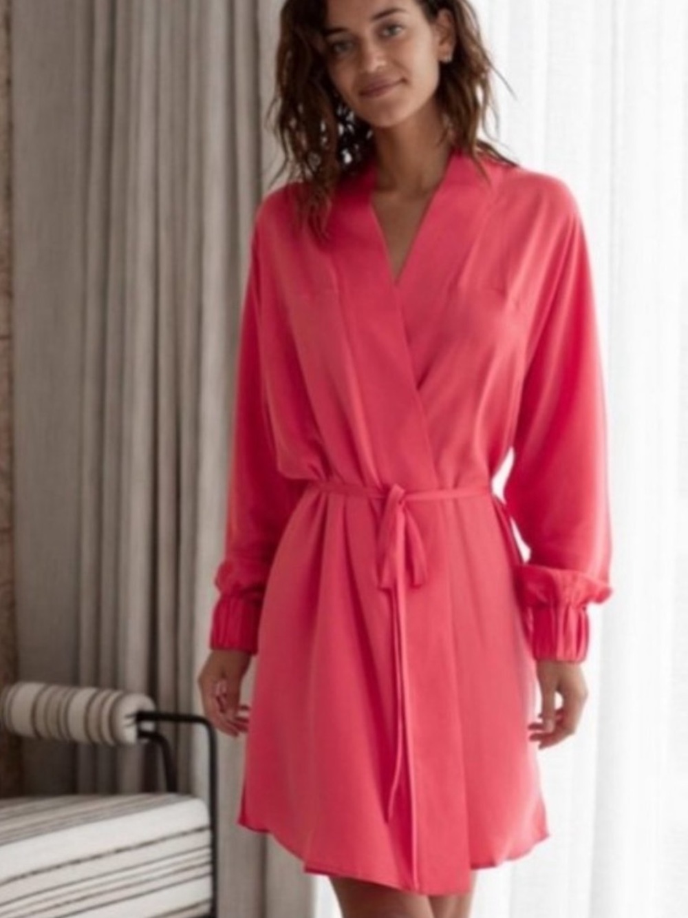 Lunya Pink Washable Sill Short Robe